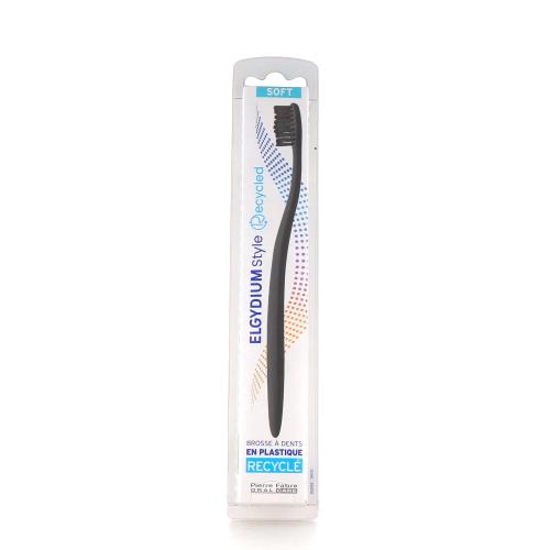 Elgydium Style Recycled Toothbrush Soft Χειροκίνητη Οδοντόβουρτσα Κατασκευασμένη Από Ανακυκλώσιμα Υλικά 1 Τεμάχιο - Μαύρο